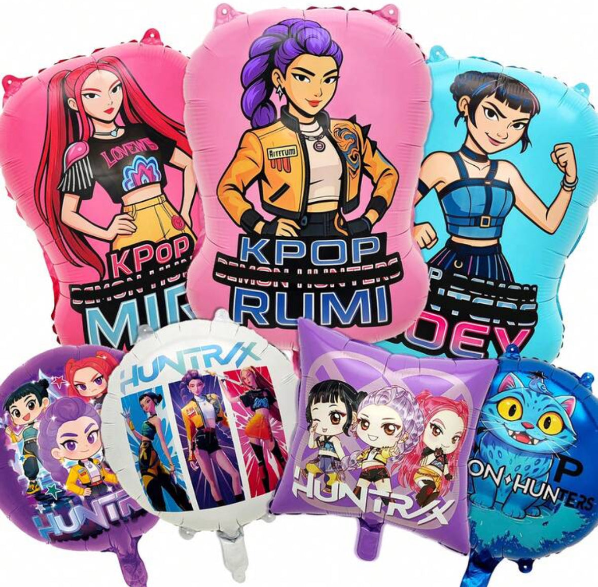 7PCS Girl Kpop Foil Balloons, Rumi, Mira, Zoey Character Aluminum Foil Party Balloons For Birthday Party Decorations Supplies