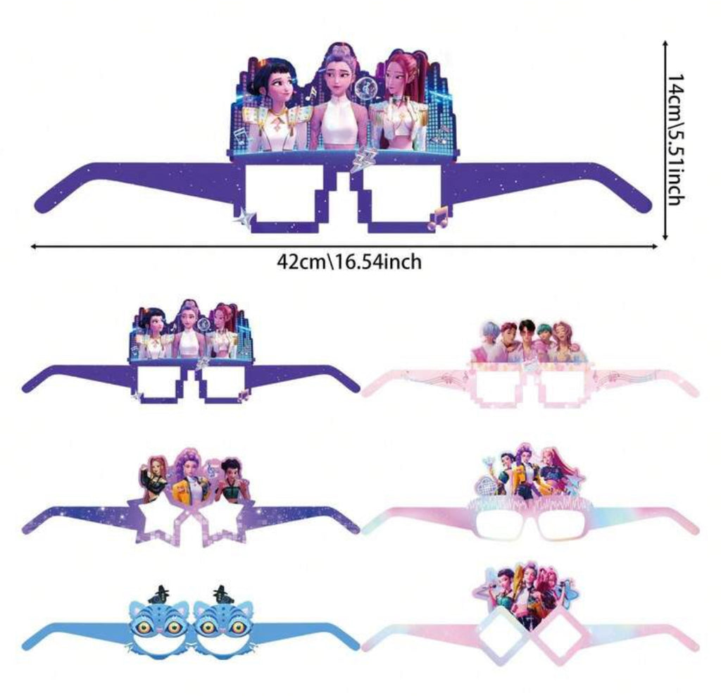 12 Pcs Glasses Birthday Party Decoration Eye Masks  Birthday Party Photography Props Party Supplies Favors Devil Hunter Birthday Party Decorations, Paper Glasses, Girl Group Photo Props, Spectacle Frames, Party Decoration Items ﻿