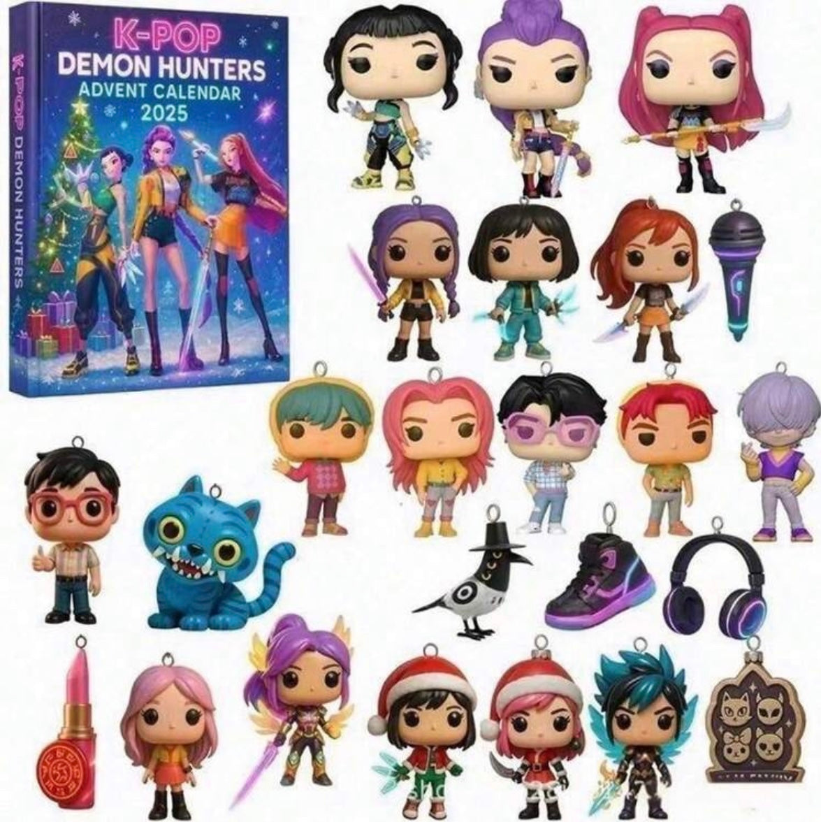 Kpop Demon Hunters Advent Calendar 2025 Anime 24 Days Of Christmas Countdown Calendar 2D Acrylic Keychain Pendant,Surprise Collectible Christmas Gifts For Girl, Lovers