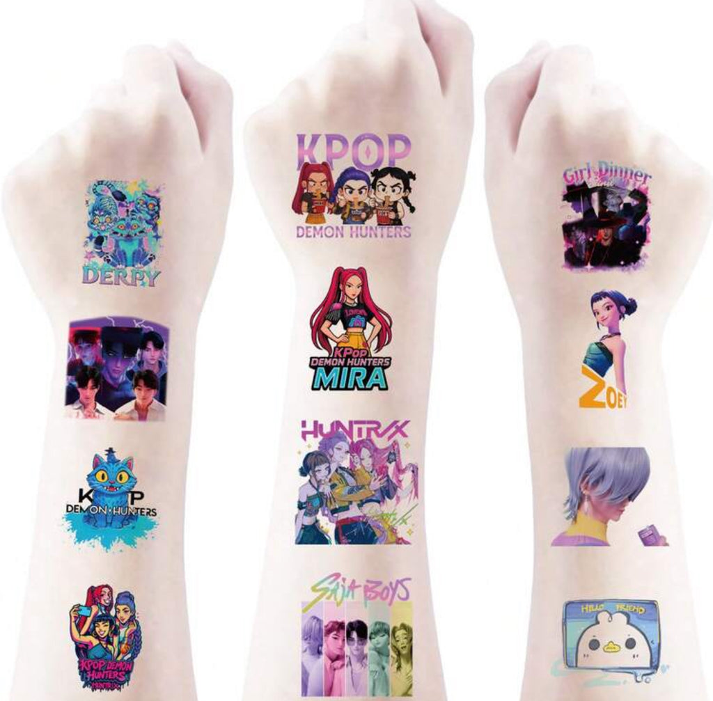 1set/20pcs K-POP Witch Hunt Group Tattoo Stickers, Children's Cartoon Cute Temporary Arm Decoration Tattoo Stickers
