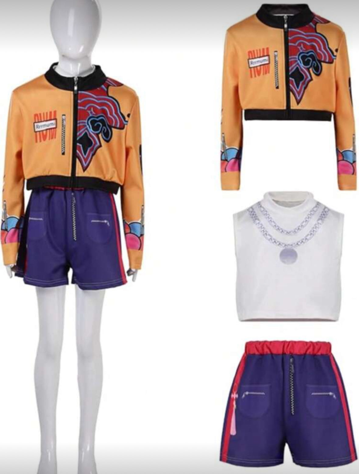 Girls Singer Dress Up Costume Rumi Cosplay Stage Role Play Kpop Huntrix Outfit