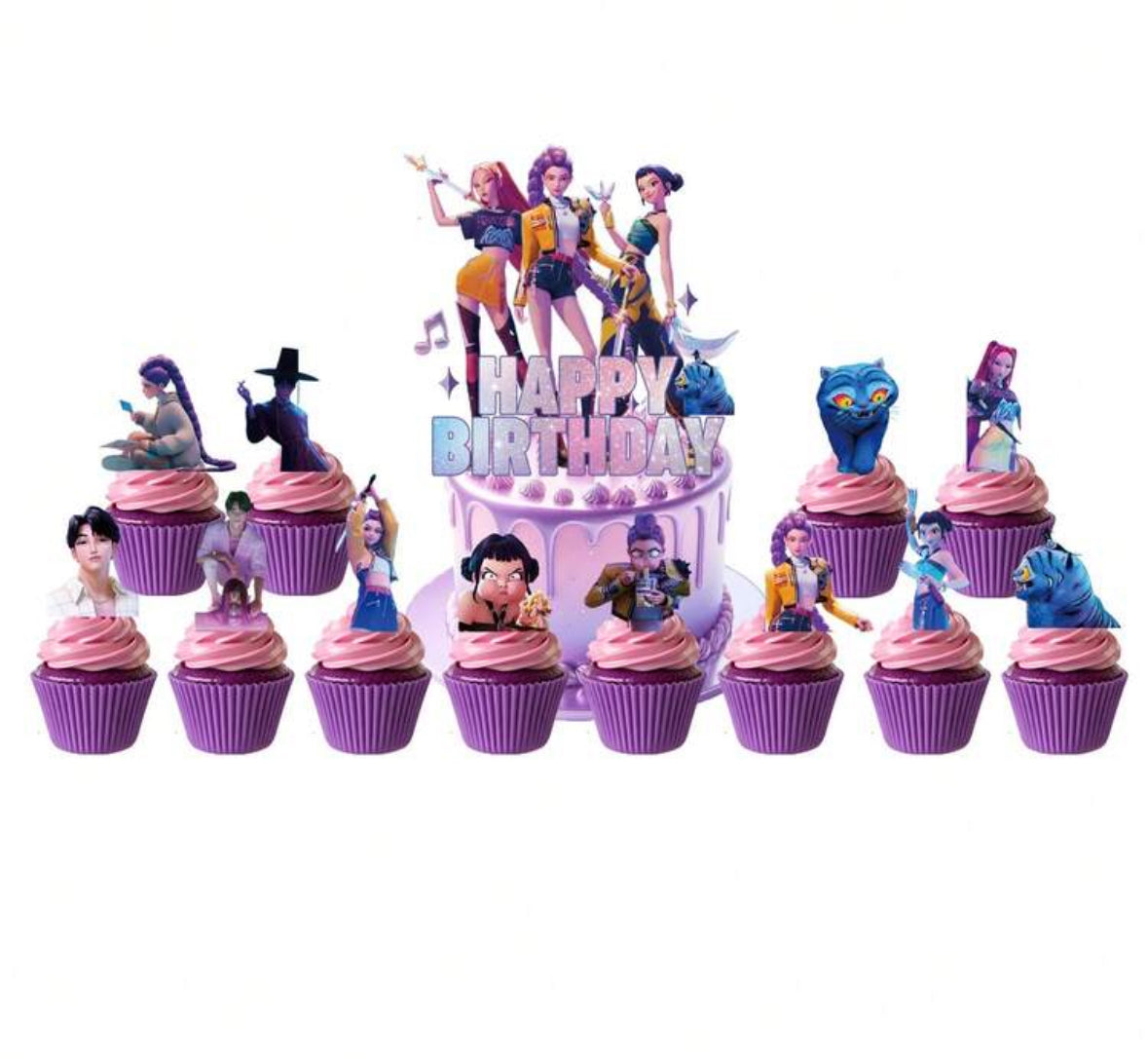 Disposable Party Decoration Set Kpop Anime Film Themed Girls Birthday Party Cake Topper Decor