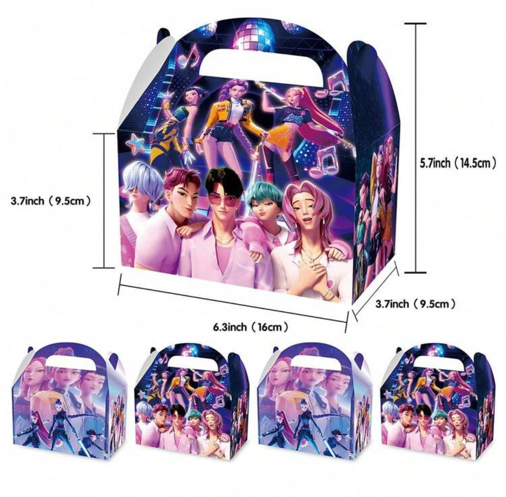 1 Set/12 Pieces Cross-Border New Product, "Demon Huntress" Music Girl Birthday Party Decorative Gift Box, Candy Box, Handheld Paper Box, With Horns, Christmas Gift (Style Random)